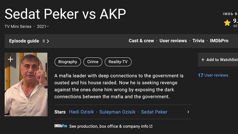 IMDb, Sedat Peker sayfasını yayından kaldırdı