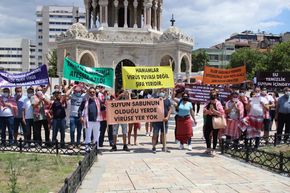 Hamamcılardan peştamal ve sabunlu eylem