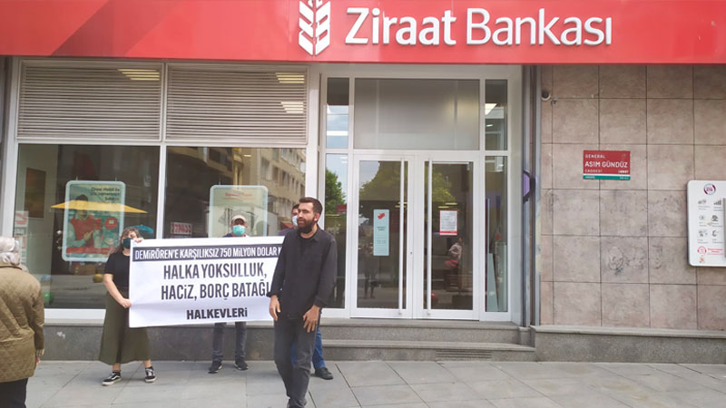 Ziraat Bankası önünde eylem: Halka yoksulluk, haciz, borç batağı…