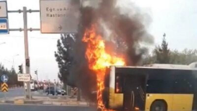 Diyarbakır’da hareket halindeki otobüste yangın