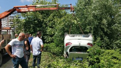 Ehliyet sınavında sürücü adayının kullandığı araç takla attı