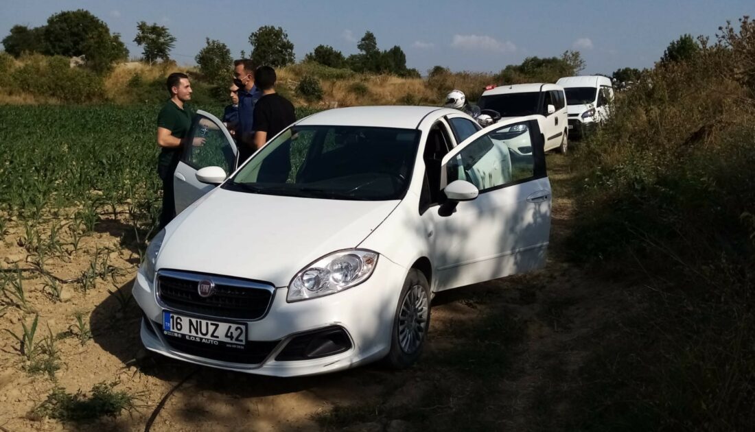 Bursa’da çalıntı araçla şehir turu tarlada bitti