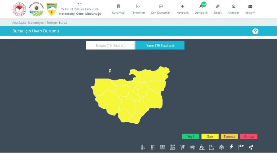 Meteoroloji’den Bursa için sarı kod