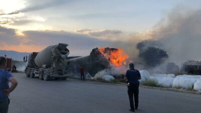 Saman yüklü TIR alevlere teslim oldu