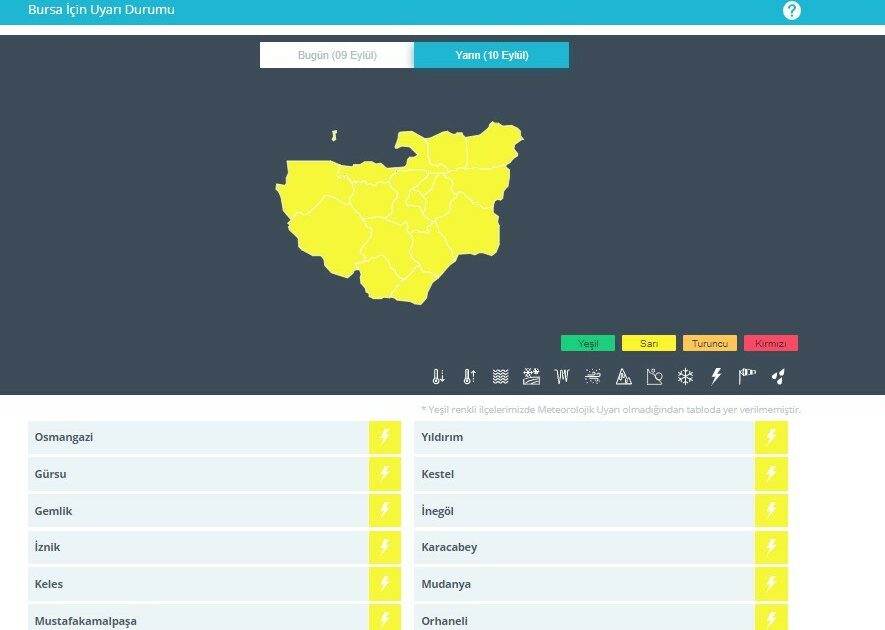  Meteoroloji’den Bursa’ya sarı uyarı