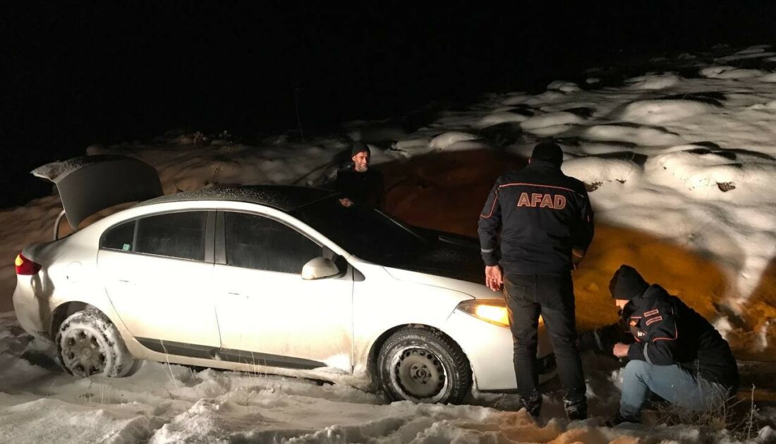 Kardan kapanan yolda mahsur kalan yabancı uyruklu şahsı AFAD kurtardı