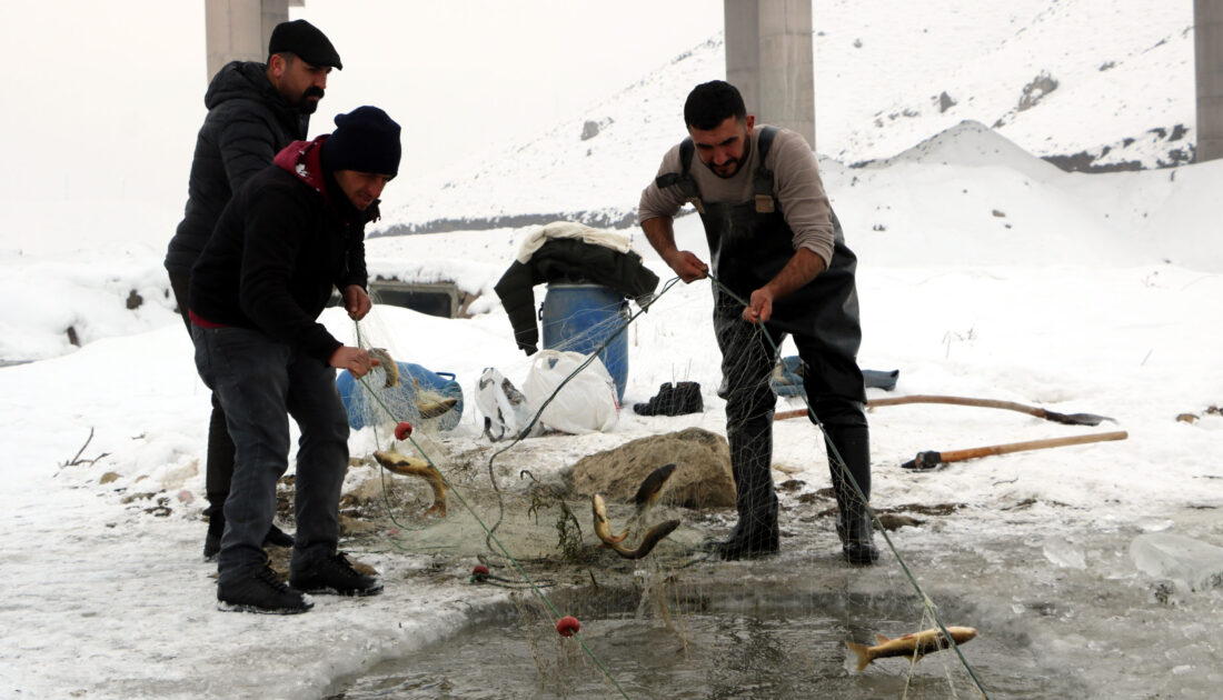 Donan derede Eskimo usulü balık avı