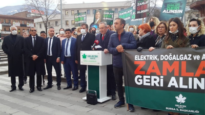 Gelecek Partisi Bursa’dan zam protestosu