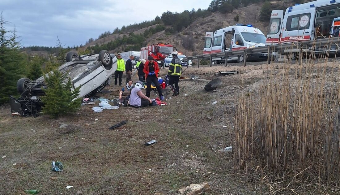 Yoldan çıkan otomobil takla attı: 5 yaralı