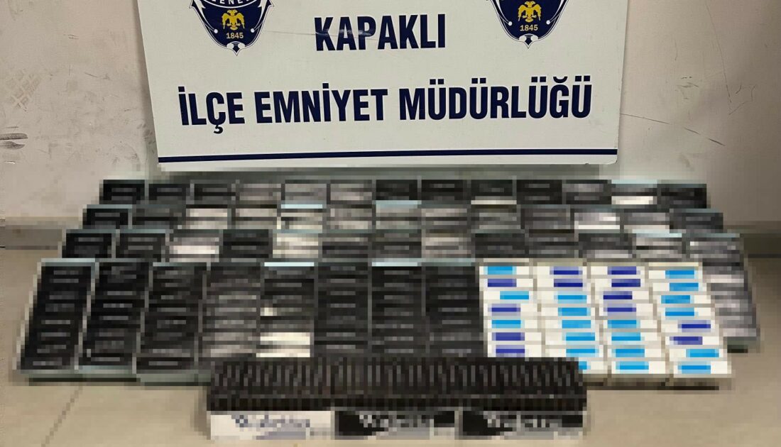 450 adet paketlenmiş sigara ve tabanca ele geçirildi