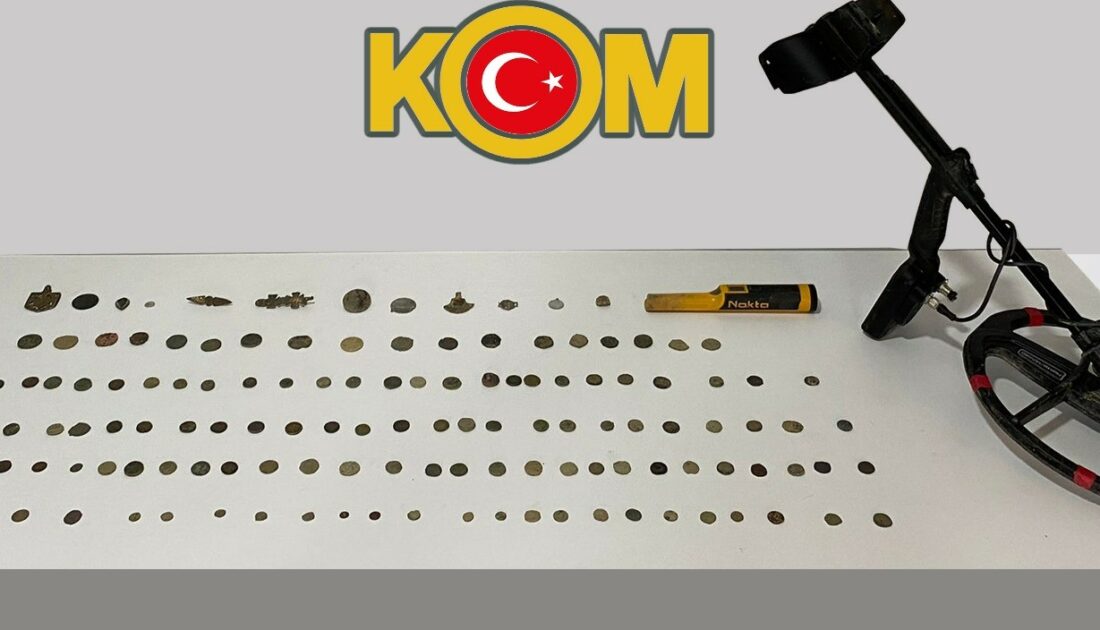 121 adet sikke, 10 adet obje ele geçirildi: 2 gözaltı