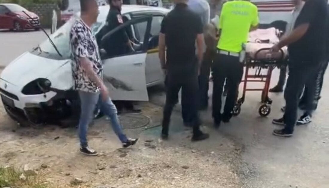 Bursa’da kaza yapan araç takla attı