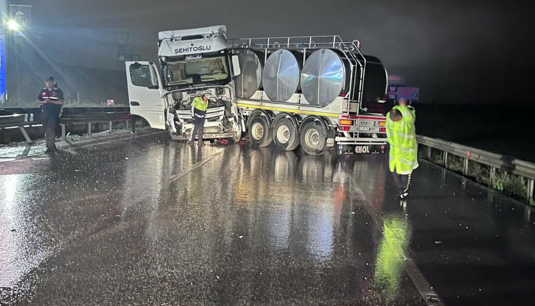 Bariyerlere çarpan tankerde 2 kişi yaralandı