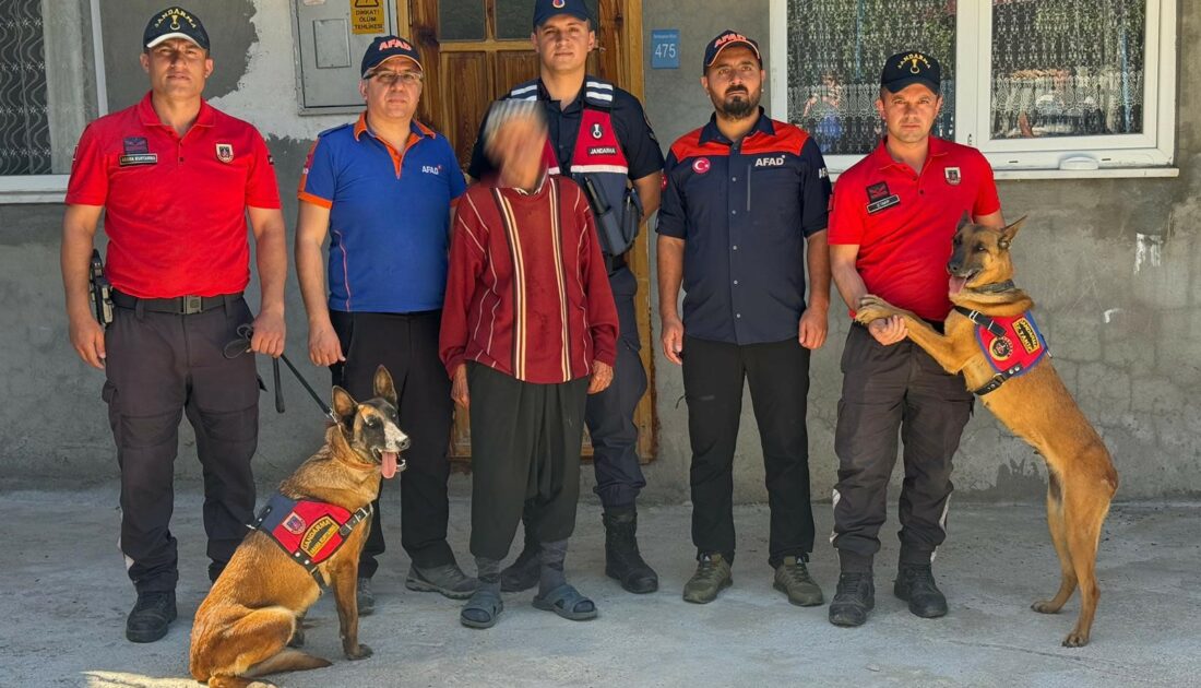 Kaybolan yaşlı adamı iz takip köpekleri buldu