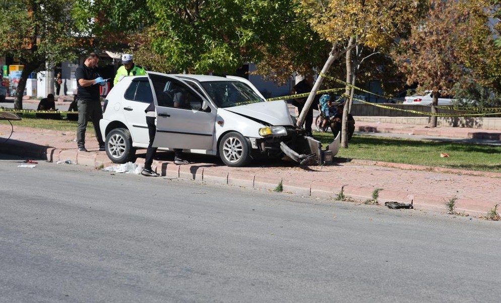 Kalp krizi geçiren sürücü ağaca çarparak durabildi