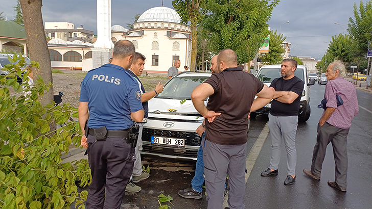 Yeni aldığı aracının üzerine ağaç devrildi