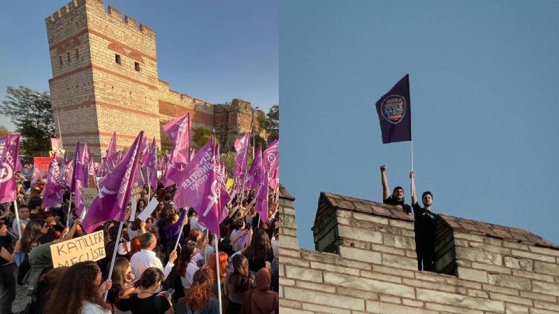 Kadın cinayetleri için eylem yapan gençler, Bıçaklı saldırgan ile aynı nezarete konulmuş!