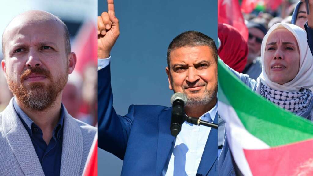 Gazze’ye destek mitingine, Hamas yöneticisi Zuhri ile Bilal ve Sümeye Erdoğan da katıldı