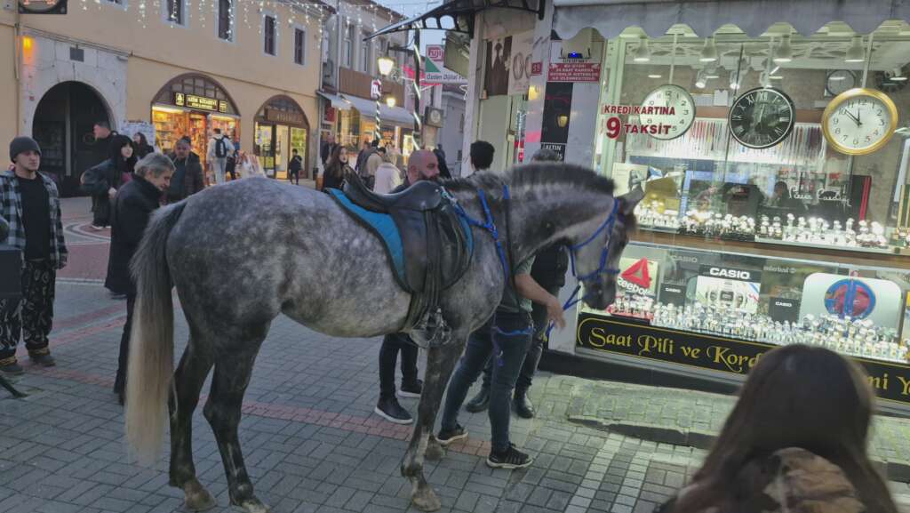 Kalabalık caddeye atla girdi, Polis anında müdahale etti