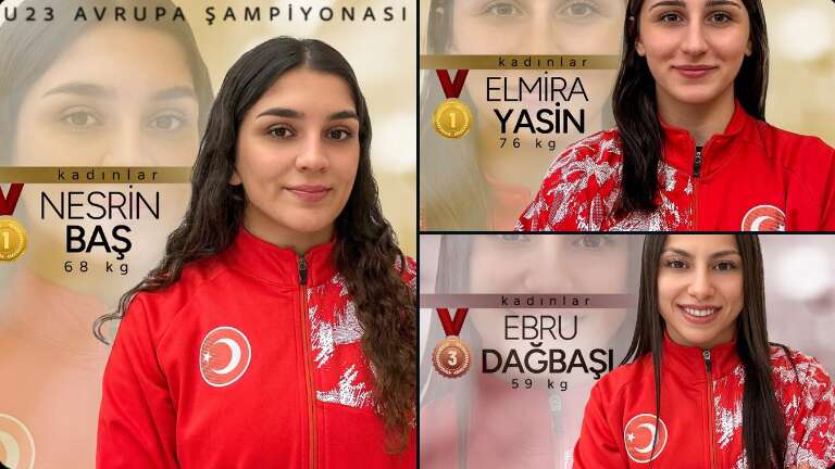 Milli güreşçiler Tuba Demir, Nesrin Baş ve Elmira Yasin, Avrupa şampiyonu oldu